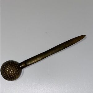Vintage PENCO Solid Brass Golf ball Paperweight Desk Letter Opener 1950’s MCM